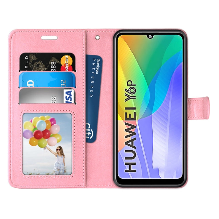 For Huawei Y6p Pure Color Horizontal Flip PU Leather Case with Holder & Card Slots & Wallet & Photo Frame