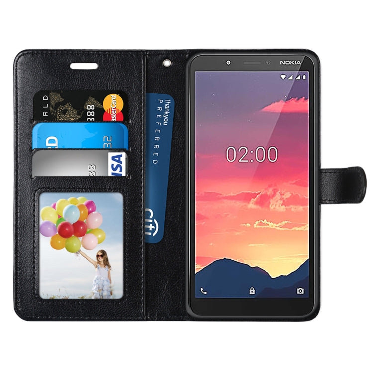 For Nokia C2 Pure Color Horizontal Flip PU Leather Case with Holder & Card Slots & Wallet & Photo Frame