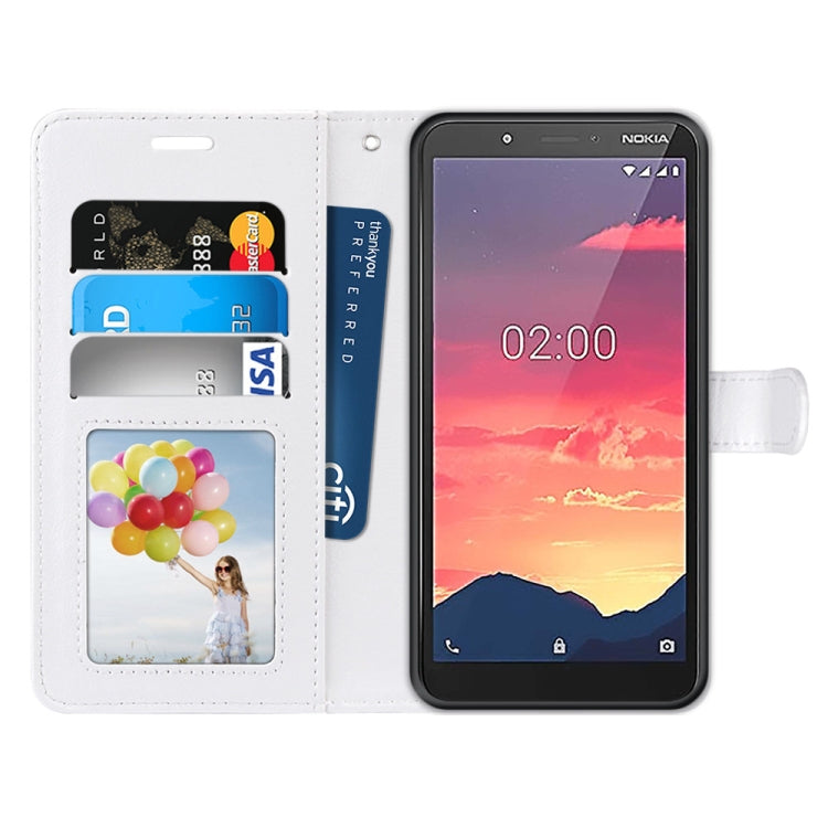 For Nokia C2 Pure Color Horizontal Flip PU Leather Case with Holder & Card Slots & Wallet & Photo Frame