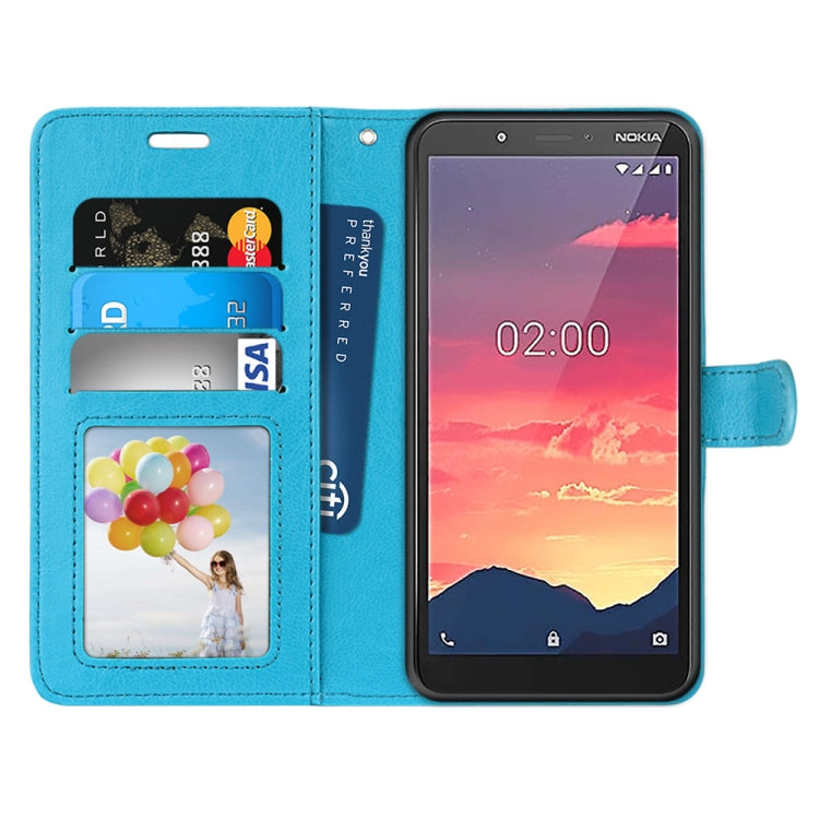For Nokia C2 Pure Color Horizontal Flip PU Leather Case with Holder & Card Slots & Wallet & Photo Frame