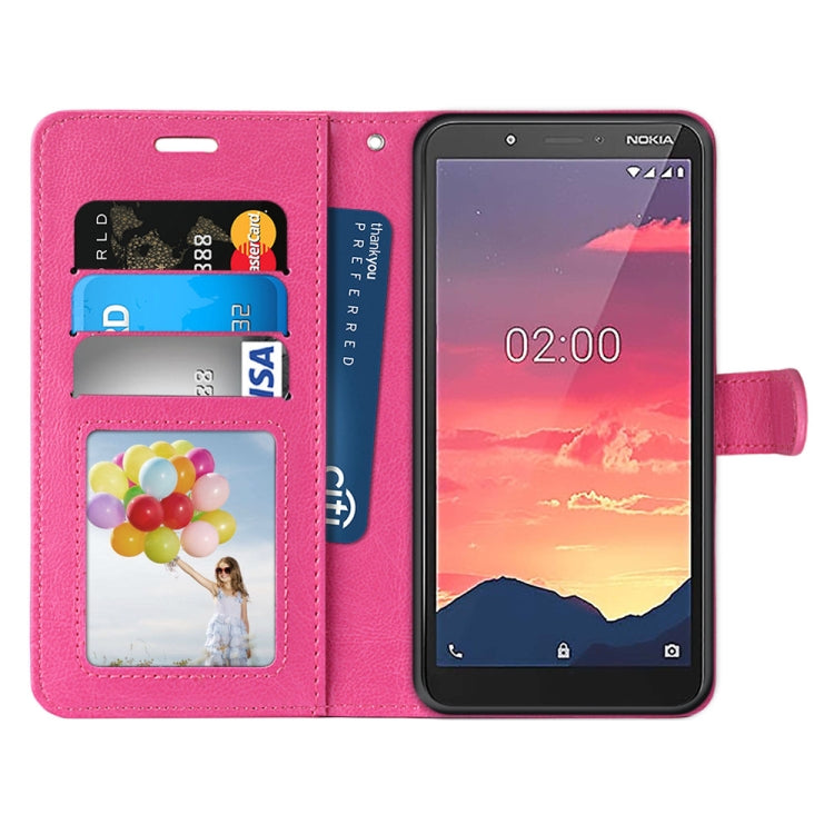 For Nokia C2 Pure Color Horizontal Flip PU Leather Case with Holder & Card Slots & Wallet & Photo Frame