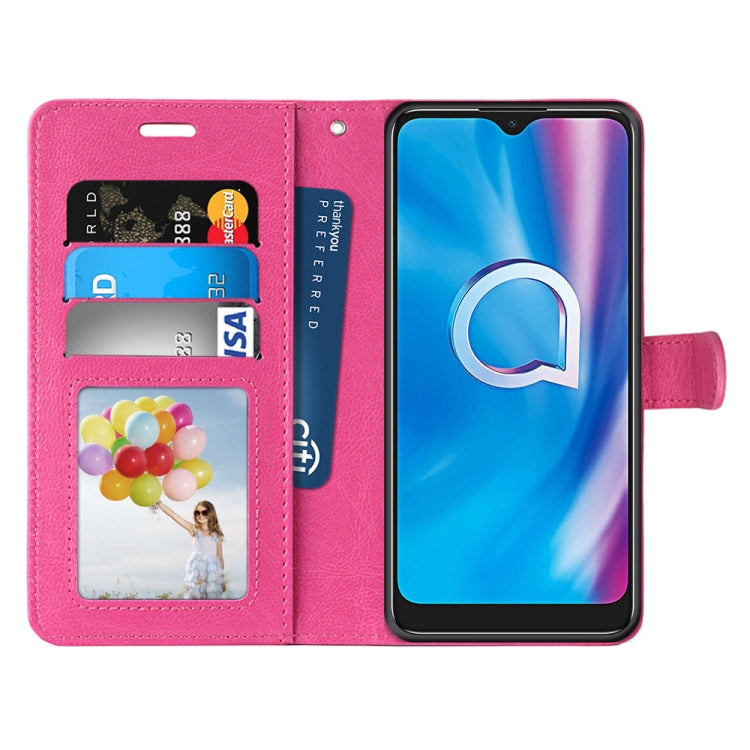 For Alcatel 1SE 2020 Pure Color Horizontal Flip PU Leather Case with Holder & Card Slots & Wallet & Photo Frame