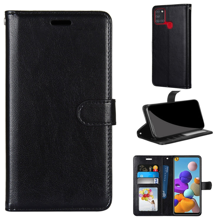 For Samsung Galaxy A21s Pure Color Horizontal Flip PU Leather Case with Holder & Card Slots & Wallet & Photo Frame