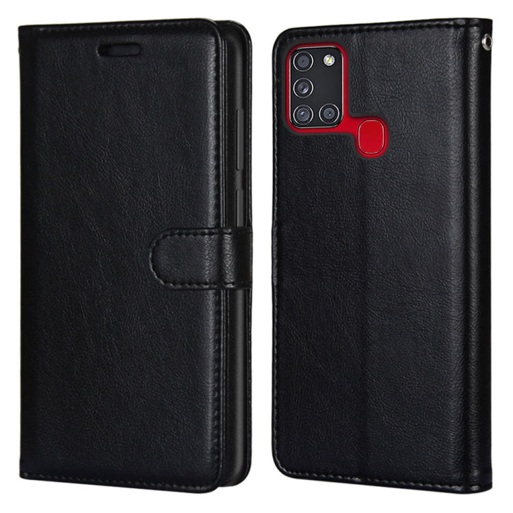 For Samsung Galaxy A21s Pure Color Horizontal Flip PU Leather Case with Holder & Card Slots & Wallet & Photo Frame