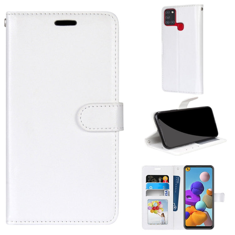 For Samsung Galaxy A21s Pure Color Horizontal Flip PU Leather Case with Holder & Card Slots & Wallet & Photo Frame