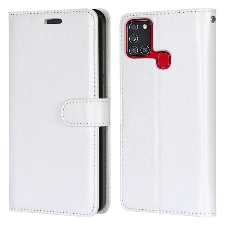 For Samsung Galaxy A21s Pure Color Horizontal Flip PU Leather Case with Holder & Card Slots & Wallet & Photo Frame