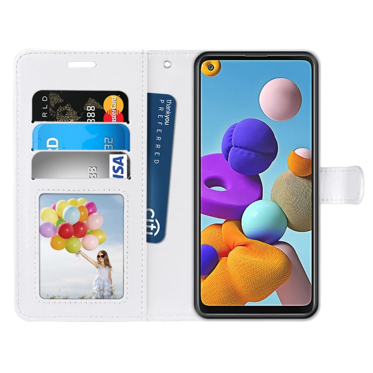 For Samsung Galaxy A21s Pure Color Horizontal Flip PU Leather Case with Holder & Card Slots & Wallet & Photo Frame