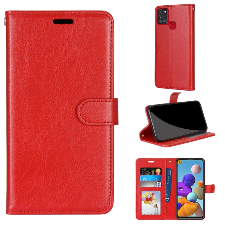 For Samsung Galaxy A21s Pure Color Horizontal Flip PU Leather Case with Holder & Card Slots & Wallet & Photo Frame