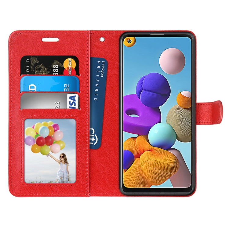 For Samsung Galaxy A21s Pure Color Horizontal Flip PU Leather Case with Holder & Card Slots & Wallet & Photo Frame