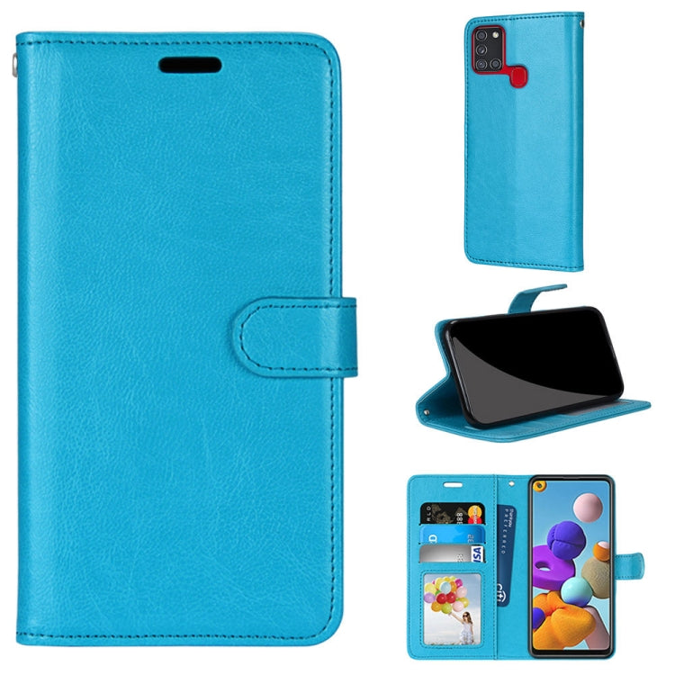 For Samsung Galaxy A21s Pure Color Horizontal Flip PU Leather Case with Holder & Card Slots & Wallet & Photo Frame