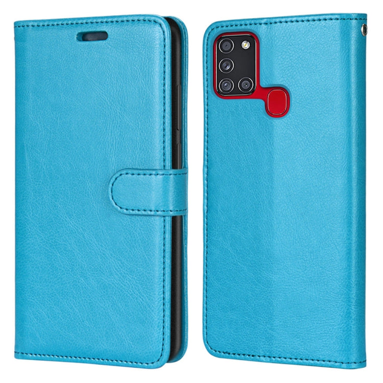 For Samsung Galaxy A21s Pure Color Horizontal Flip PU Leather Case with Holder & Card Slots & Wallet & Photo Frame