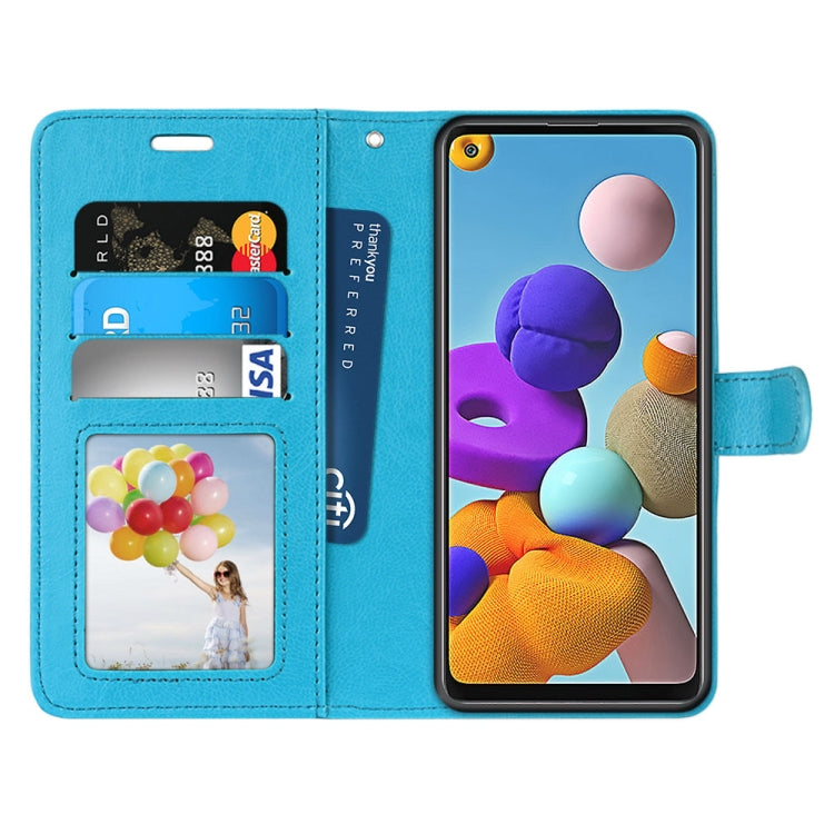 For Samsung Galaxy A21s Pure Color Horizontal Flip PU Leather Case with Holder & Card Slots & Wallet & Photo Frame