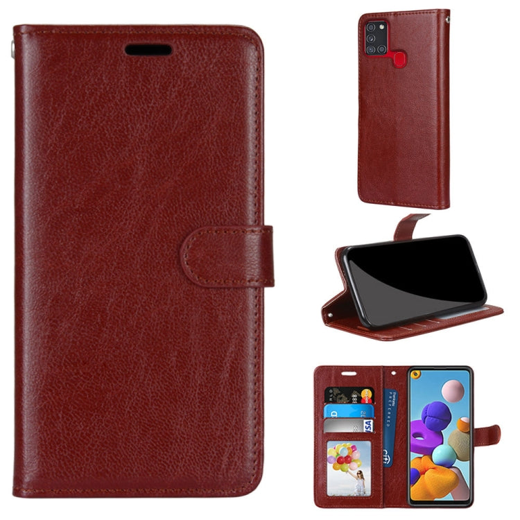 For Samsung Galaxy A21s Pure Color Horizontal Flip PU Leather Case with Holder & Card Slots & Wallet & Photo Frame