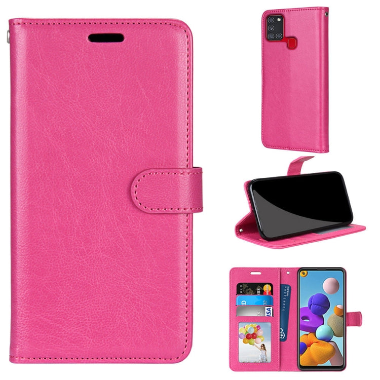 For Samsung Galaxy A21s Pure Color Horizontal Flip PU Leather Case with Holder & Card Slots & Wallet & Photo Frame