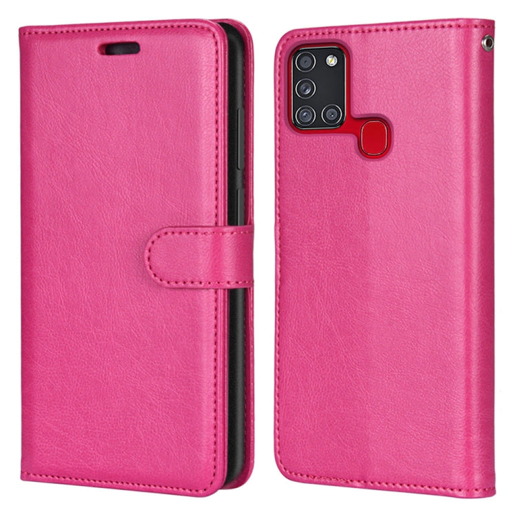 For Samsung Galaxy A21s Pure Color Horizontal Flip PU Leather Case with Holder & Card Slots & Wallet & Photo Frame