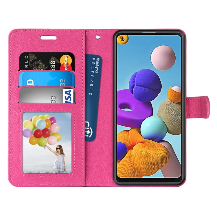 For Samsung Galaxy A21s Pure Color Horizontal Flip PU Leather Case with Holder & Card Slots & Wallet & Photo Frame