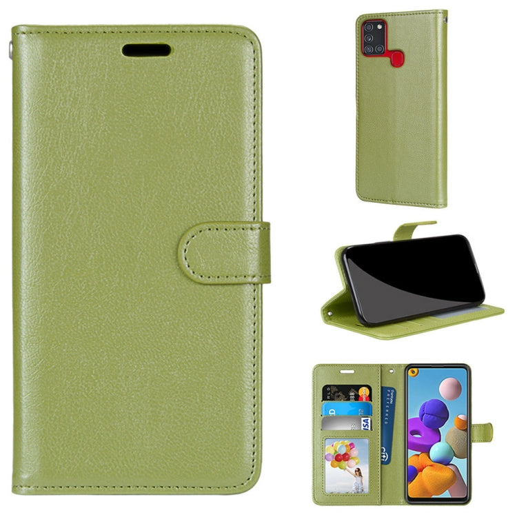 For Samsung Galaxy A21s Pure Color Horizontal Flip PU Leather Case with Holder & Card Slots & Wallet & Photo Frame