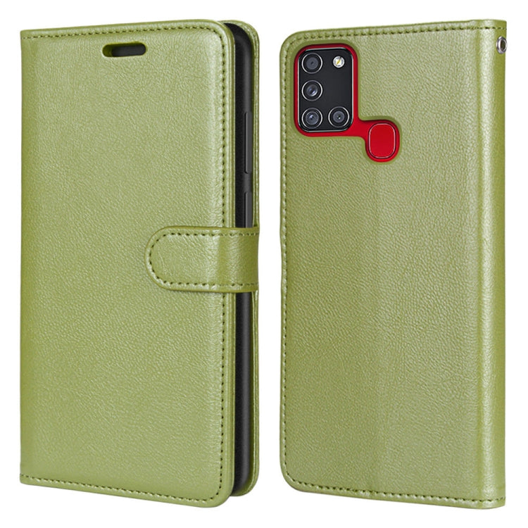 For Samsung Galaxy A21s Pure Color Horizontal Flip PU Leather Case with Holder & Card Slots & Wallet & Photo Frame