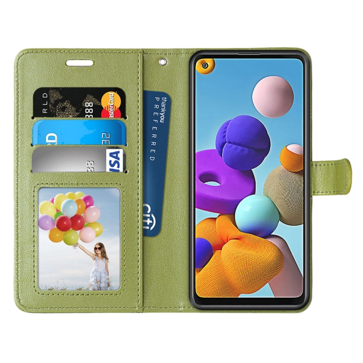 For Samsung Galaxy A21s Pure Color Horizontal Flip PU Leather Case with Holder & Card Slots & Wallet & Photo Frame