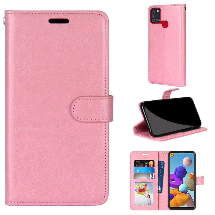For Samsung Galaxy A21s Pure Color Horizontal Flip PU Leather Case with Holder & Card Slots & Wallet & Photo Frame