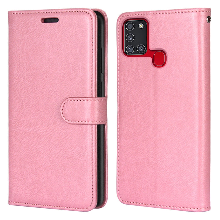 For Samsung Galaxy A21s Pure Color Horizontal Flip PU Leather Case with Holder & Card Slots & Wallet & Photo Frame