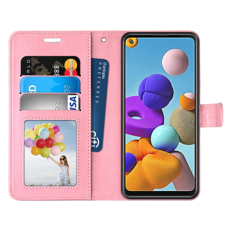 For Samsung Galaxy A21s Pure Color Horizontal Flip PU Leather Case with Holder & Card Slots & Wallet & Photo Frame