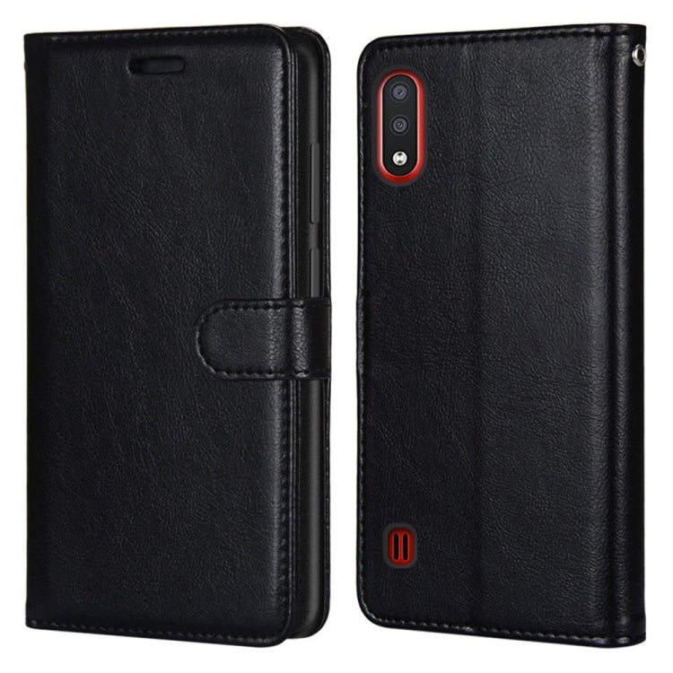 For Samsung Galaxy M01 Pure Color Horizontal Flip PU Leather Case with Holder & Card Slots & Wallet & Photo Frame