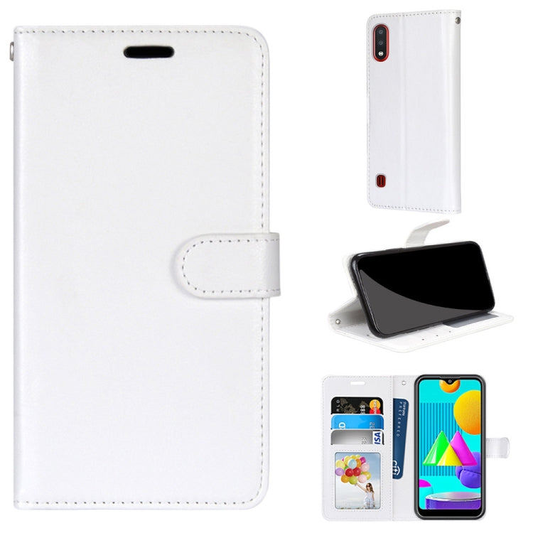 For Samsung Galaxy M01 Pure Color Horizontal Flip PU Leather Case with Holder & Card Slots & Wallet & Photo Frame