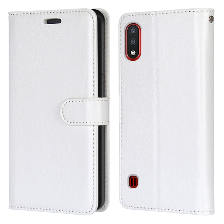 For Samsung Galaxy M01 Pure Color Horizontal Flip PU Leather Case with Holder & Card Slots & Wallet & Photo Frame