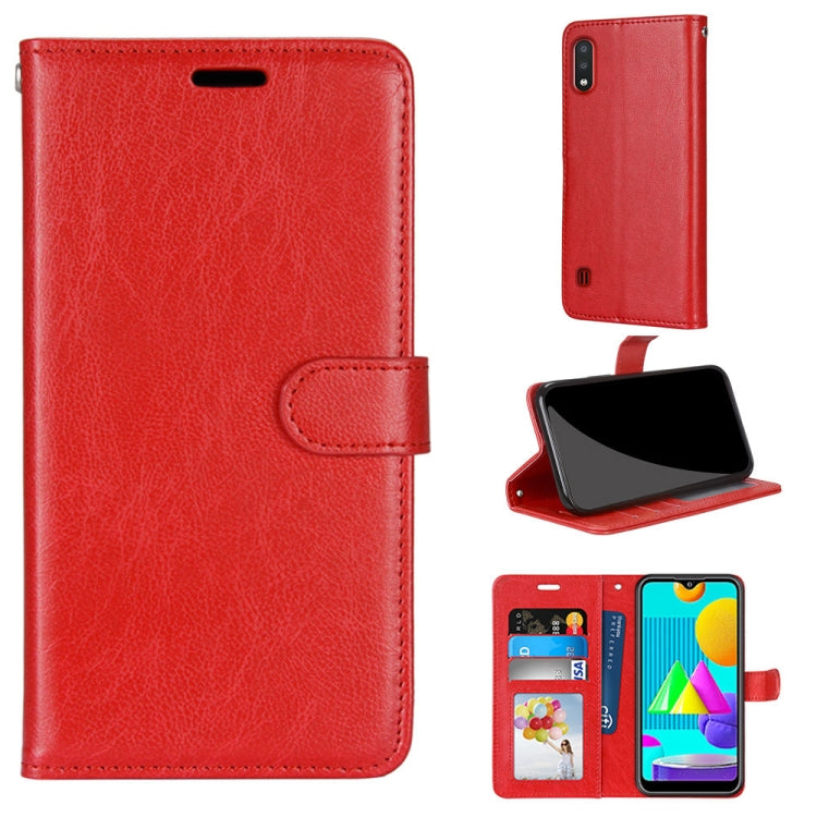 For Samsung Galaxy M01 Pure Color Horizontal Flip PU Leather Case with Holder & Card Slots & Wallet & Photo Frame