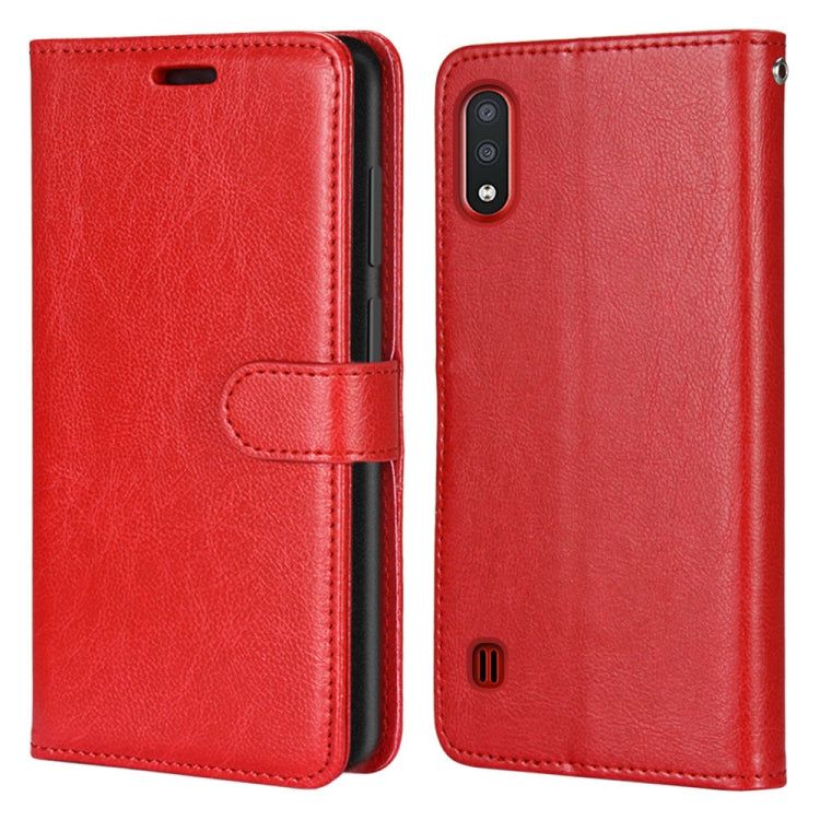 For Samsung Galaxy M01 Pure Color Horizontal Flip PU Leather Case with Holder & Card Slots & Wallet & Photo Frame