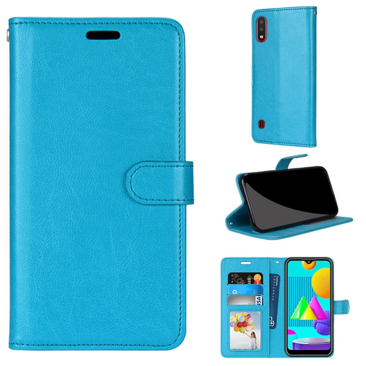 For Samsung Galaxy M01 Pure Color Horizontal Flip PU Leather Case with Holder & Card Slots & Wallet & Photo Frame
