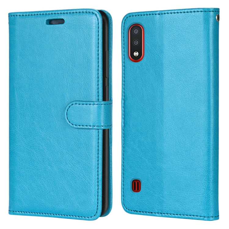For Samsung Galaxy M01 Pure Color Horizontal Flip PU Leather Case with Holder & Card Slots & Wallet & Photo Frame