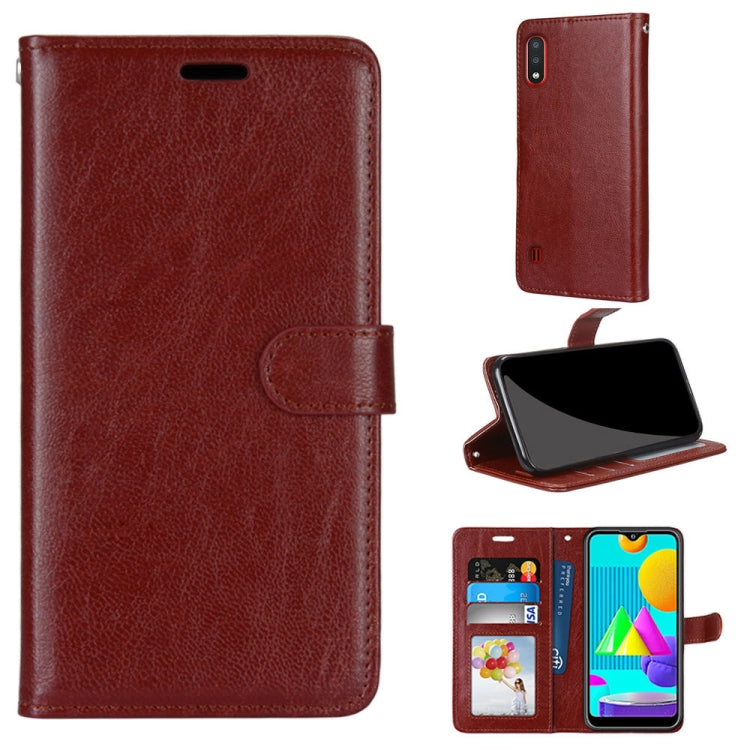 For Samsung Galaxy M01 Pure Color Horizontal Flip PU Leather Case with Holder & Card Slots & Wallet & Photo Frame