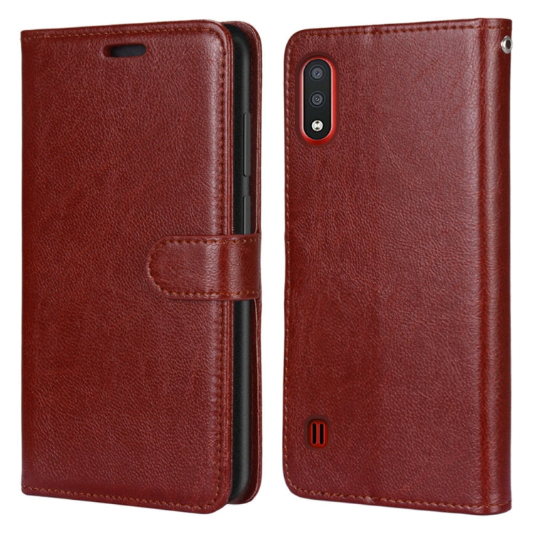 For Samsung Galaxy M01 Pure Color Horizontal Flip PU Leather Case with Holder & Card Slots & Wallet & Photo Frame