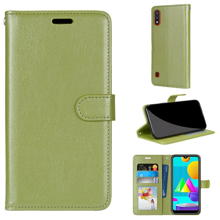 For Samsung Galaxy M01 Pure Color Horizontal Flip PU Leather Case with Holder & Card Slots & Wallet & Photo Frame
