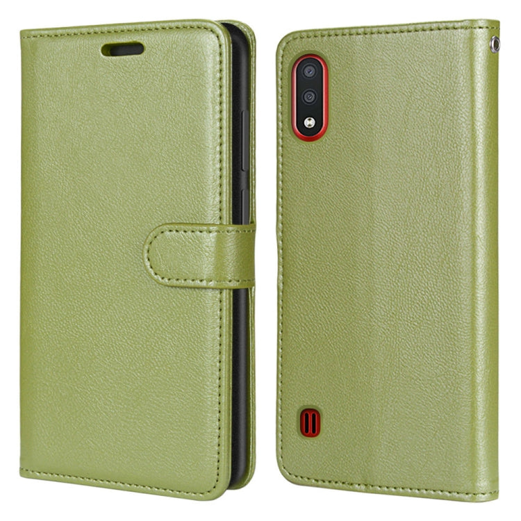 For Samsung Galaxy M01 Pure Color Horizontal Flip PU Leather Case with Holder & Card Slots & Wallet & Photo Frame