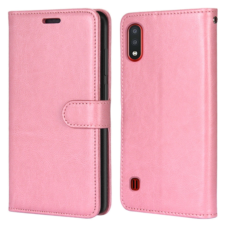 For Samsung Galaxy M01 Pure Color Horizontal Flip PU Leather Case with Holder & Card Slots & Wallet & Photo Frame