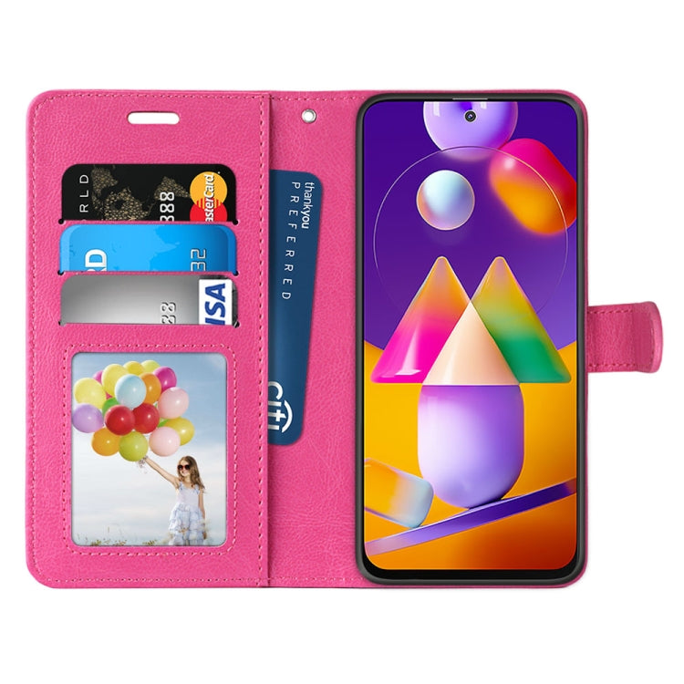 For Samsung Galaxy M31s Pure Color Horizontal Flip PU Leather Case with Holder & Card Slots & Wallet & Photo Frame