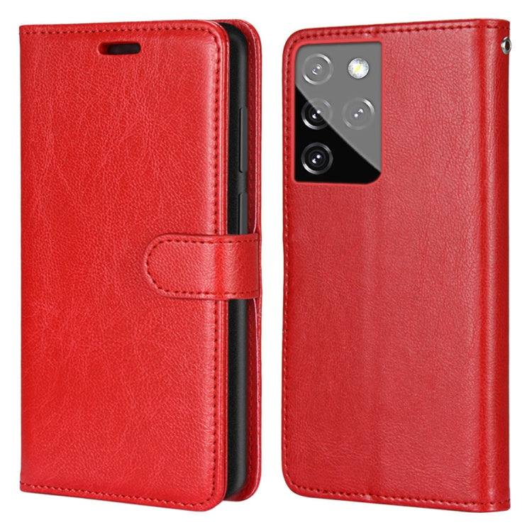 For Samsung Galaxy S21 Ultra 5G Pure Color Horizontal Flip PU Leather Case with Holder & Card Slots & Wallet & Photo Frame