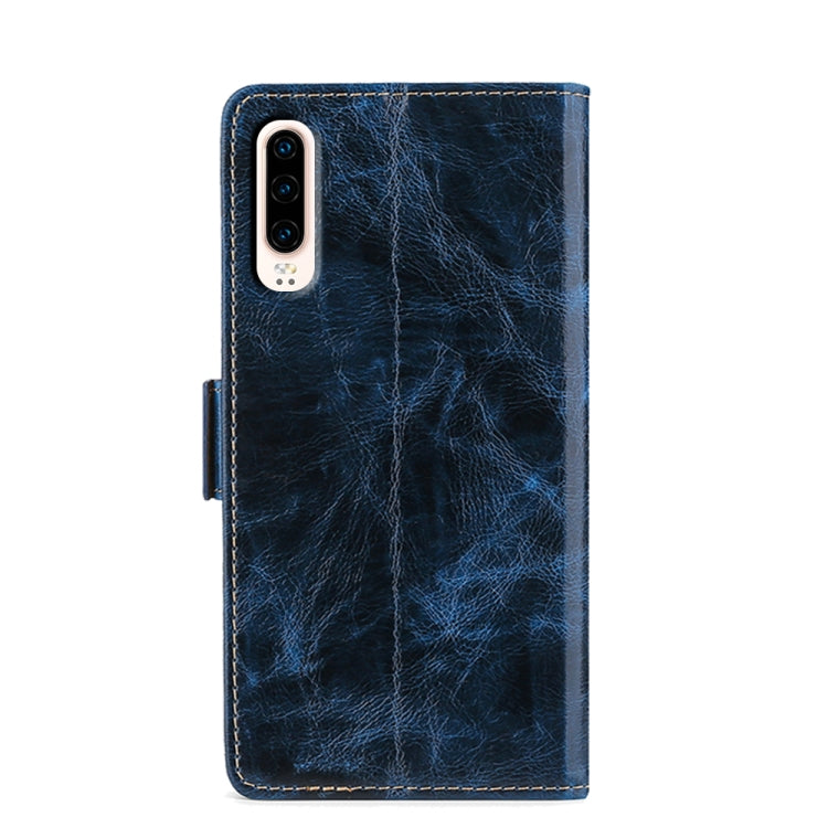 For Huawei P30 Knead Pattern Texture Side Buckle Horizontal Flip Leather Case with Holder & Card Slots
