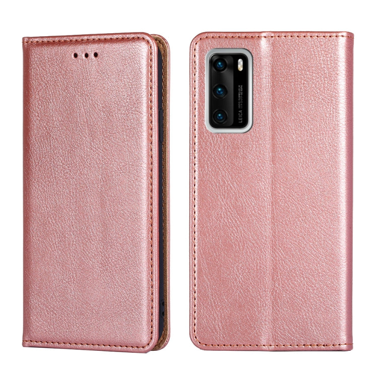 For Huawei P40 PU + TPU Gloss Oil Solid Color Magnetic Horizontal Flip Leather Case with Holder & Card Slot & Wallet