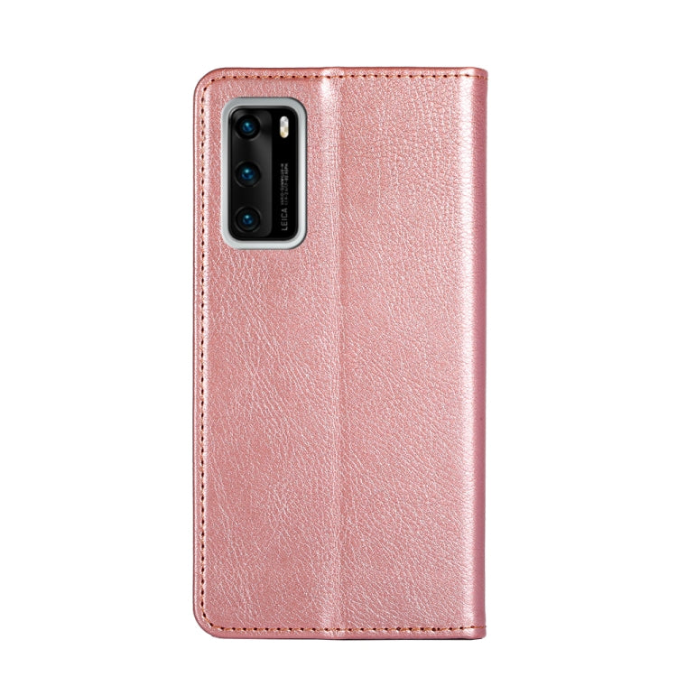 For Huawei P40 PU + TPU Gloss Oil Solid Color Magnetic Horizontal Flip Leather Case with Holder & Card Slot & Wallet