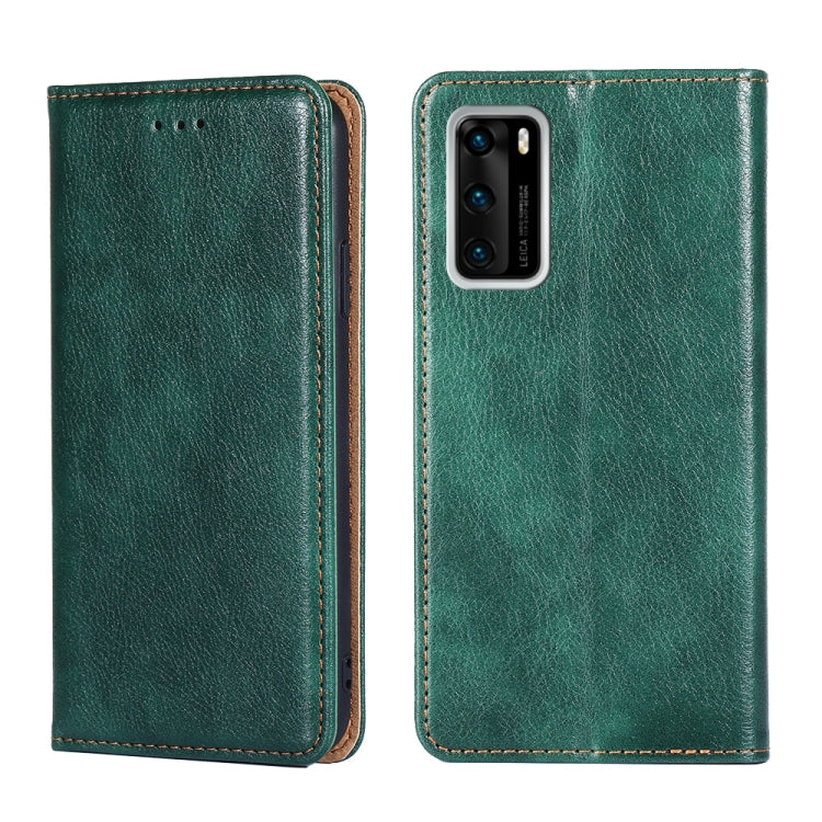 For Huawei P40 PU + TPU Gloss Oil Solid Color Magnetic Horizontal Flip Leather Case with Holder & Card Slot & Wallet