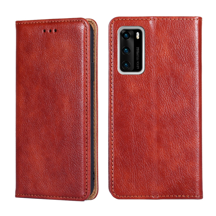 For Huawei P40 PU + TPU Gloss Oil Solid Color Magnetic Horizontal Flip Leather Case with Holder & Card Slot & Wallet