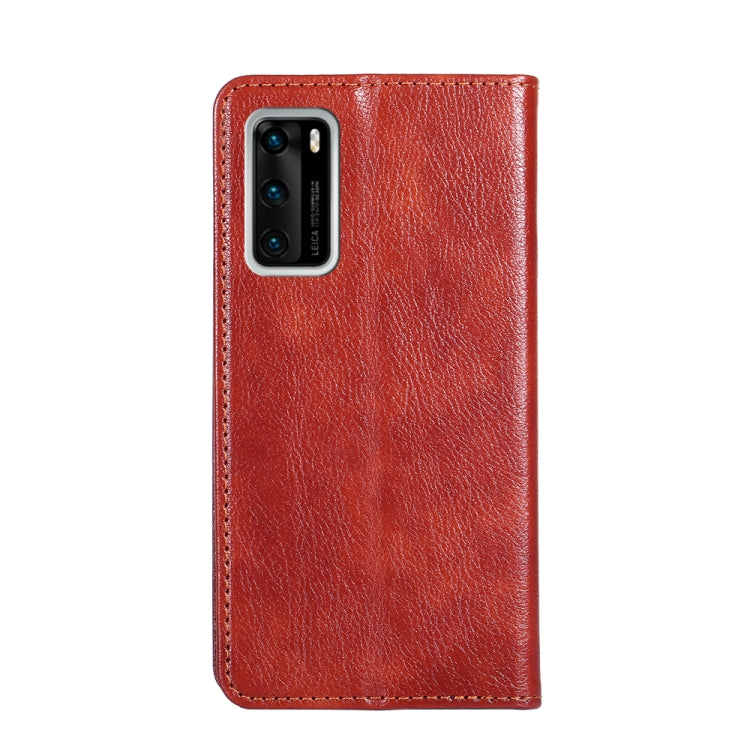 For Huawei P40 PU + TPU Gloss Oil Solid Color Magnetic Horizontal Flip Leather Case with Holder & Card Slot & Wallet