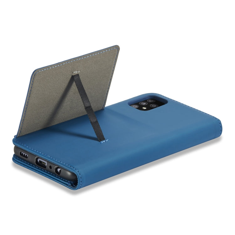 For Samsung Galaxy A32 5G Strong Magnetism Liquid Feel Horizontal Flip Leather Case with Holder & Card Slots & Wallet
