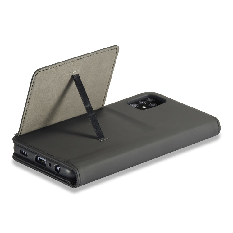 For Samsung Galaxy A52 5G / 4G Strong Magnetism Liquid Feel Horizontal Flip Leather Case with Holder & Card Slots & Wallet