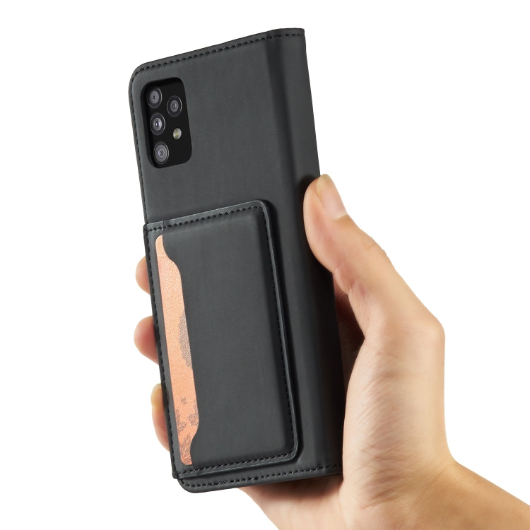 For Samsung Galaxy A52 5G / 4G Strong Magnetism Liquid Feel Horizontal Flip Leather Case with Holder & Card Slots & Wallet