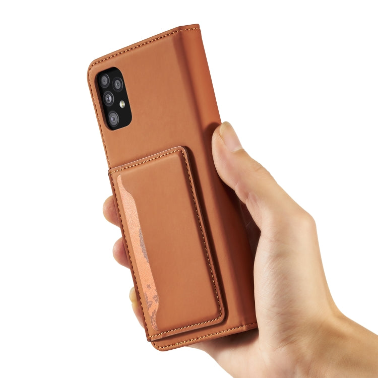 For Samsung Galaxy A52 5G / 4G Strong Magnetism Liquid Feel Horizontal Flip Leather Case with Holder & Card Slots & Wallet